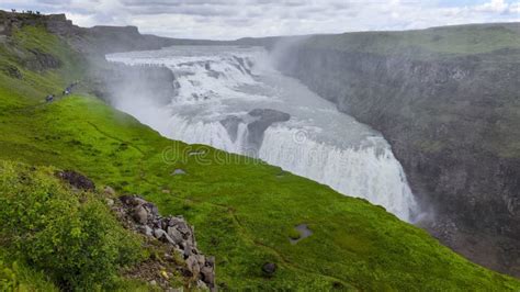 Drone View at Gullfoss Waterfall in Iceland Stock Photo - Image of ...