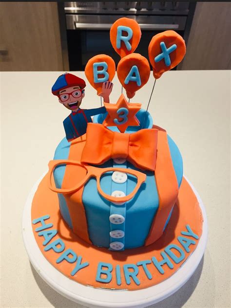 Blippi cake | Birthday party snacks, 3rd birthday cakes, Toddler ...