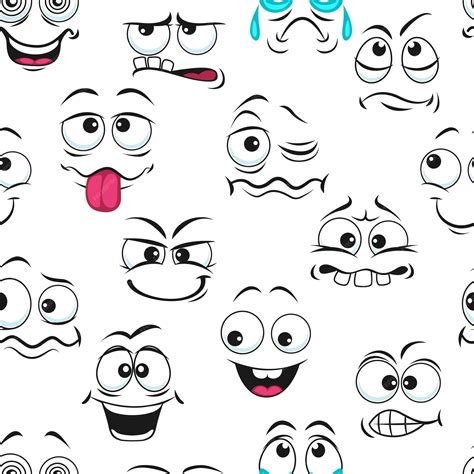 Premium Vector | Cartoon funny sad crying and happy faces seamless pattern vector emoji ...