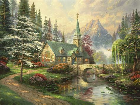 Dogwood Chapel by Thomas Kinkade – CV Art and Frame