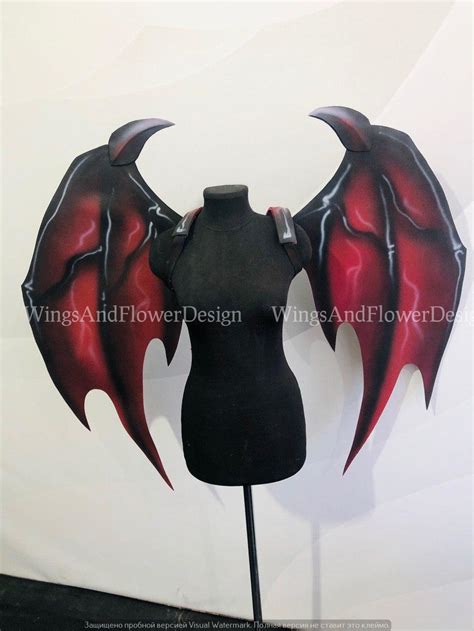 Red black dragon wings large dragon wings Devil wings | Etsy