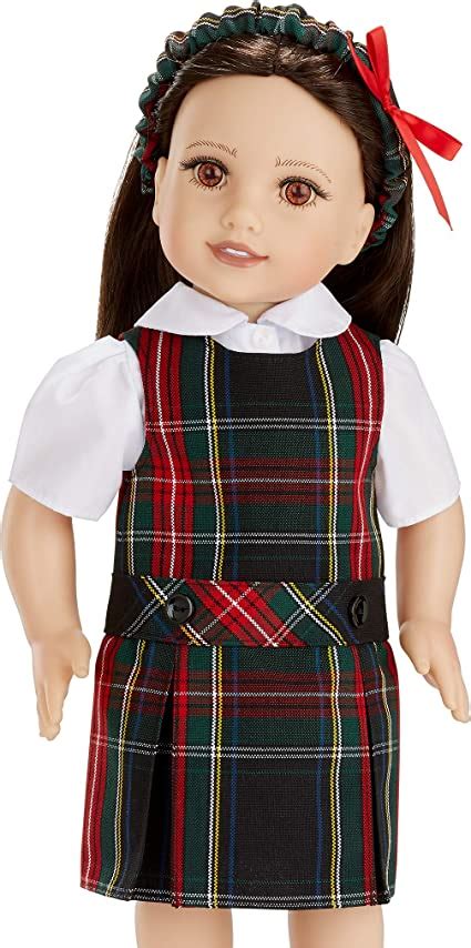 Amazon.com: School Uniform for American Girl Doll Plaid #63 Debby's Designs 3 Piece Set Includes ...