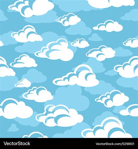 Blue sky with clouds seamless pattern Royalty Free Vector