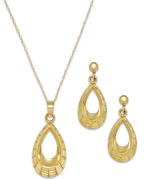 Macy's Textured Teardrop Jewelry Set In 10k Gold in Gold - Save 55% | Lyst