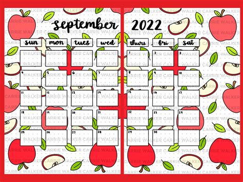 September 2022 Apple Themed Bullet Journal Spreads PDF - Etsy