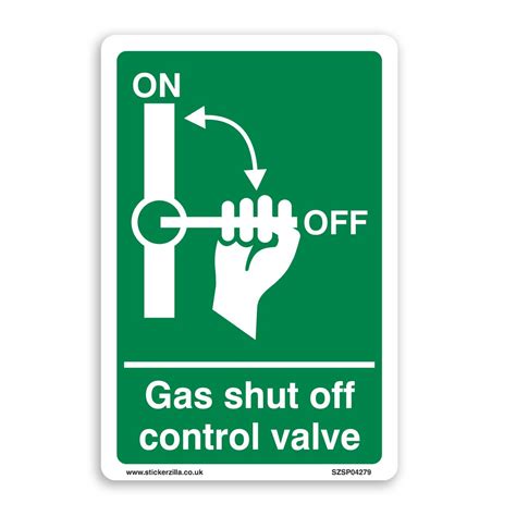 Gas Shut Off Sign – [A4 200mm x 300mm] Self Adhesive Sticker – Stickerzilla