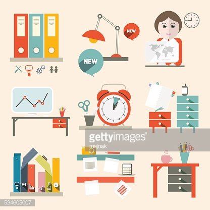 Office Supply Vector Flat Design Illustration Stock Clipart | Royalty ...