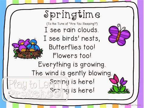 Play to Learn Preschool: Spring Centers | School songs, Spring ...