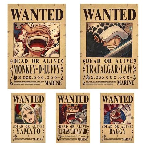 Anime One Piece Luffy 3 Billion Bounty Wanted Posters Action Figures ...