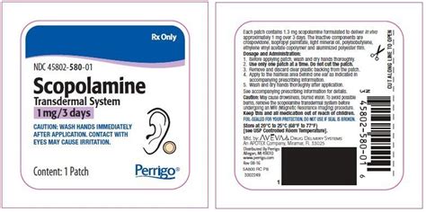 Scolopamine Patch - FDA prescribing information, side effects and uses