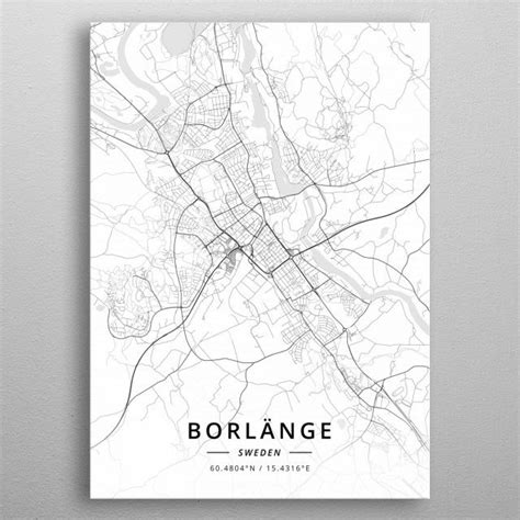 'Borlange, Sweden' Poster, picture, metal print, paint by Designer Map Art | Displate ...