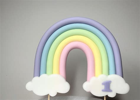 Personalised Rainbow Cake Topper Decoration in Pastel Colours. - Etsy UK