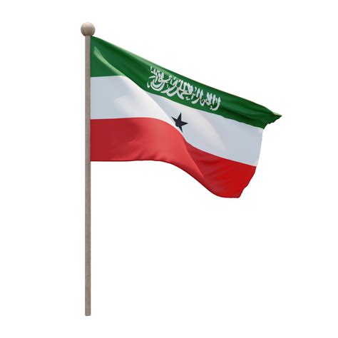 Somaliland 3d illustration flag on pole. Wood flagpole 11228598 PNG