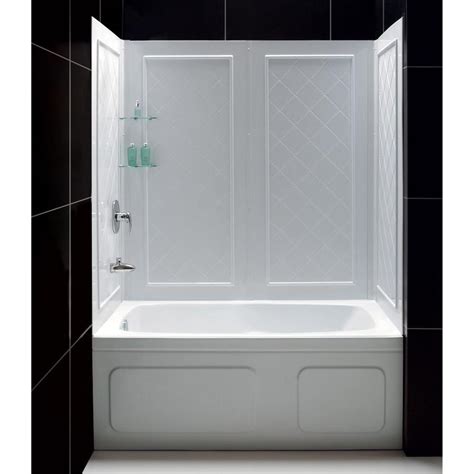 DreamLine Qwall-Tub White Acrylic Bathtub Wall Surround (Common: 60-in x 32-in; Actual: 60-in x ...