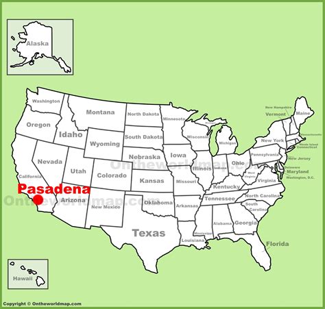 Pasadena location on the U.S. Map - Ontheworldmap.com