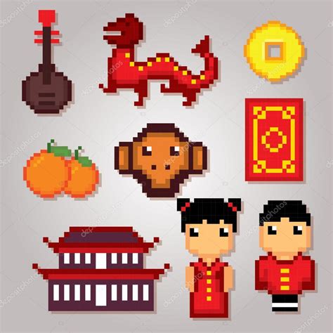 China culture symbols icons set — Stock Photo © dergriza #96329074