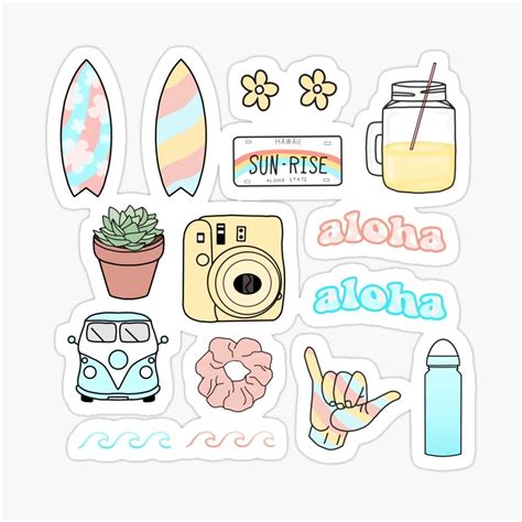 'Hawaii pack' Glossy Sticker by Pastel-PaletteD in 2020 | Cool stickers, Homemade stickers ...