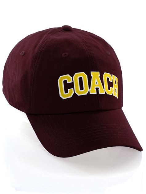 I&W Hatgear - Sports Team Coach Baseball Hat Layered Arch Letters Unstructured Low Profile Cap ...