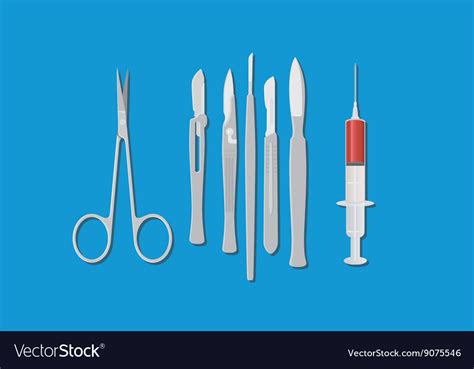 Surgery surgeon metal tools with knife scissors Vector Image