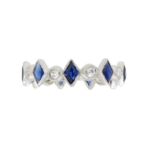 Diamond and Blue Sapphire Eternity Band at 1stDibs