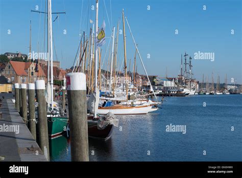 Harbor of Flensburg, at the end of Flensburg Fjord, border city to Denmark, Baltic Sea ...