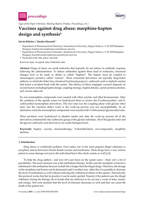 (PDF) Vaccines against Drug Abuse: Morphine-Hapten Design and Synthesis