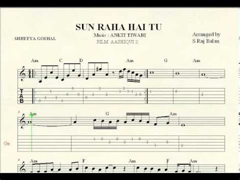 SUN RAHA HAI NA TU keyboard piano guitar notations sheet music - YouTube