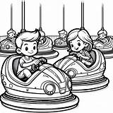 Boy And Girl On Bumper Cars Amusement Ride 🚗🎢 Coloring Page sketch template