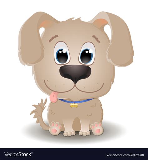 Cute beige dog with big eyes in cartoon style Vector Image