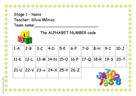 the alphabet number code: English ESL worksheets pdf & doc