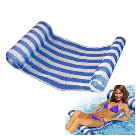 Swimming Pool Floats Air Mattress Inflatable Stripe Sleeping Bed Water Hammock Lounger Chair ...