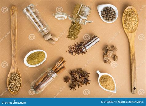 Brown Spices on a Brown Background Stock Image - Image of sticks, grapes: 51555877