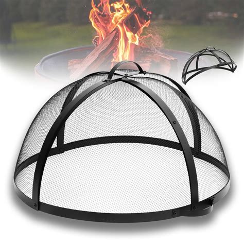 New Corrosion-Resistant 40In Round Fire Pit Spark Screen Cover,Heavy Duty Steel Backyard Fire ...