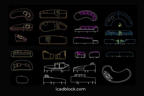 Curved Sofa CAD Block in AutoCAD - iCADBLOCK