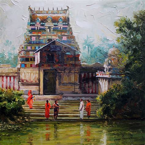 Buy 'Village Temple' a beautiful painting by Indian Artist Iruvan ...