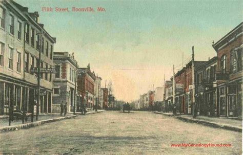 Boonville, Missouri vintage postcard view of Fifth Street in the downtown business district ...