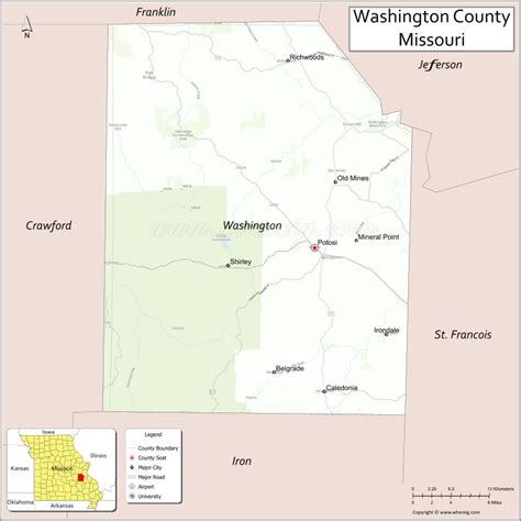 Washington County Map, Missouri - Where is Located, Cities, Population, Highways & Facts