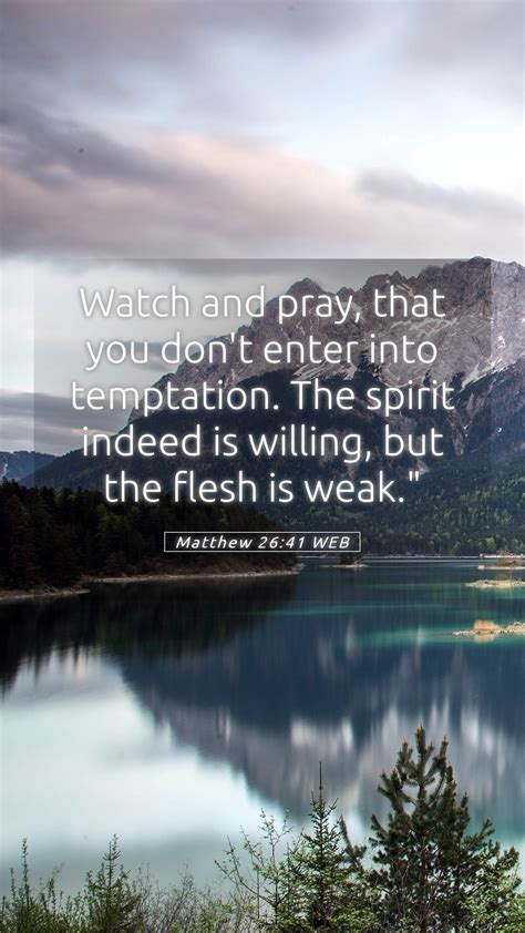 Matthew 26:41 WEB Mobile Phone Wallpaper - Watch and pray, that you don't enter into