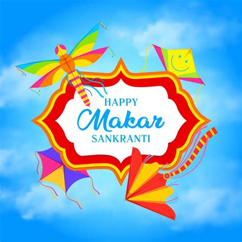 Makar Sankranti kites frame of Indian holiday 23592621 Vector Art at ...