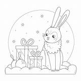 A rabbit With Gifts Kids coloring Page Bunny Character In The Snow  sketch template