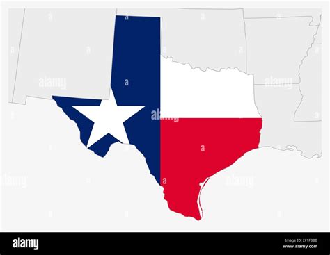 US state Texas map highlighted in Texas flag colors, gray map with neighboring usa states Stock ...