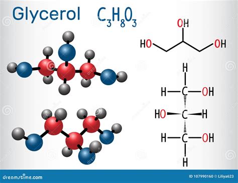 Glycerol Glycerine Molecule. Structural Chemical Formula and M Stock Vector - Illustration of ...