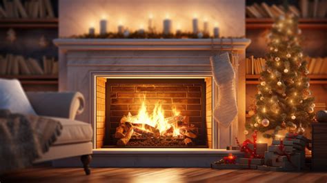 The warm glow of a fireplace highlights a cozy living room ready for ...