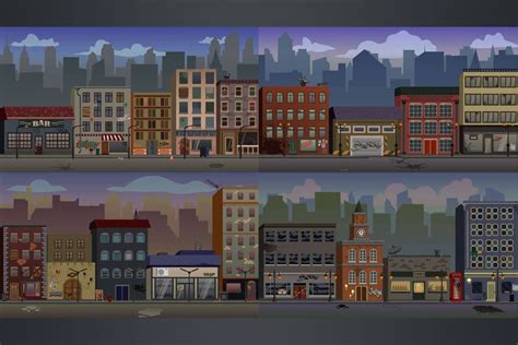 Street 2D Game Backgrounds - CraftPix.net | 2d game background, Game ...