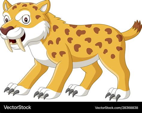 Cartoon angry sabre tooth tiger Royalty Free Vector Image