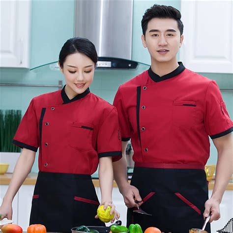 Chef uniforms short sleeved breathable men and women pastry roasters ...