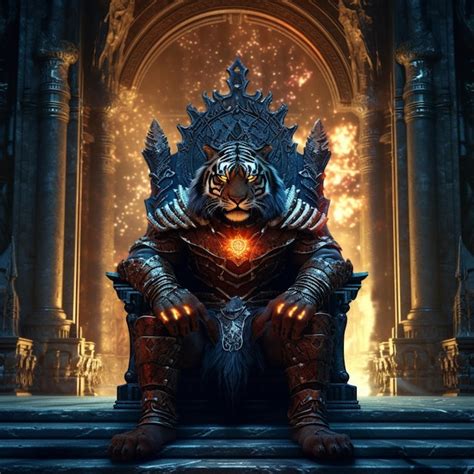 Premium AI Image | A dragon sitting on a throne with a glowing heart on it.