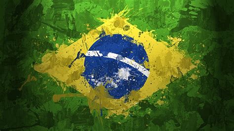 HD wallpaper: yellow, blue, and green logo HD wallpaper, flag, Brazil ...