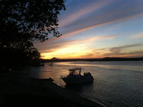 Motor boat during sunset at Noosa river, QLD, Australia www.boatspotting.com | Sunset, Around ...