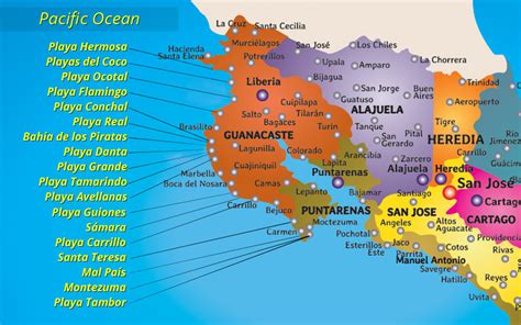 Map of Guanacaste and Nicoya Península Beaches in Costa Rica ...